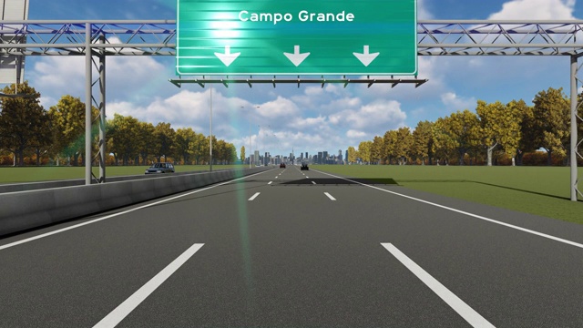 高速公路上的指示牌指示坎波格兰德城的入口4K库存视频视频素材
