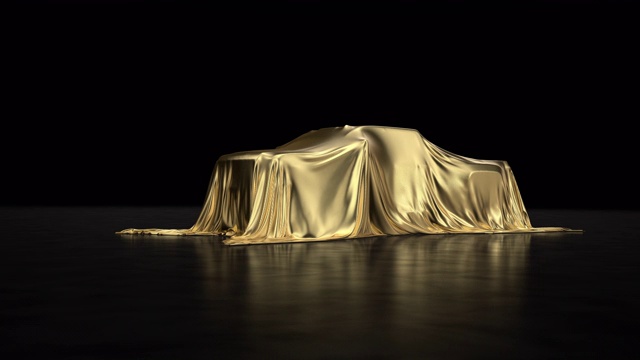 3D动画的豪华汽车覆盖了一块金布视频素材