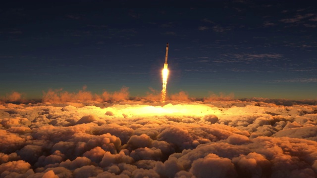 火箭穿过云层视频下载