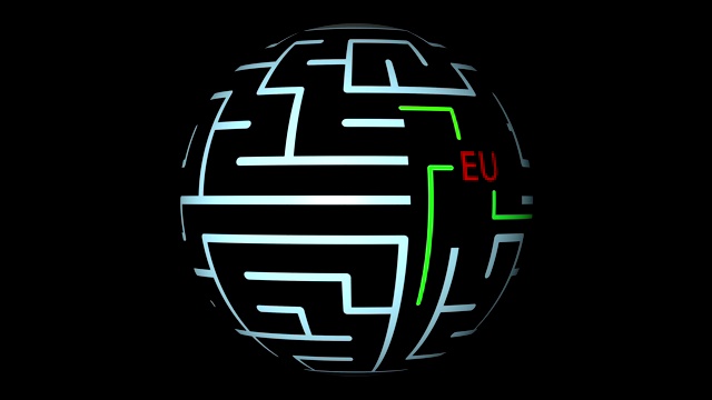 迷宫动画与红色文本和绿色线和可能的解决方案-欧盟视频素材