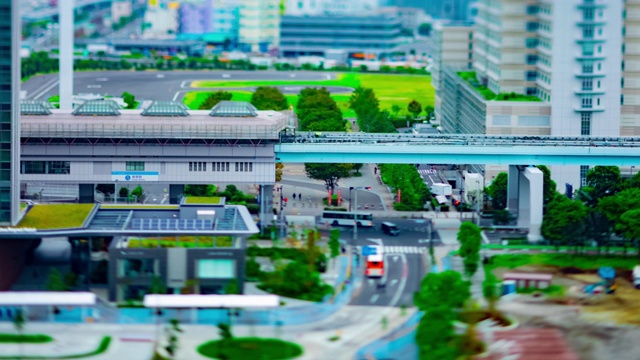 城市街道的一段时间的推移就像在有明镇东京白天倾斜的缩影视频素材