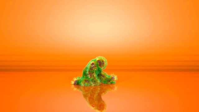 色彩缤纷的猴子角色在橙色背景下跳舞视频素材