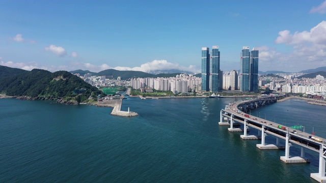 韩国釜山的光安大桥景观视频素材