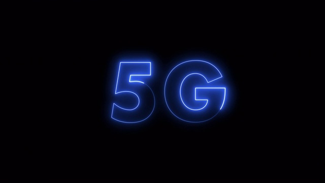 第五代5G蜂窝网络蓝色霓虹发光标志视频素材