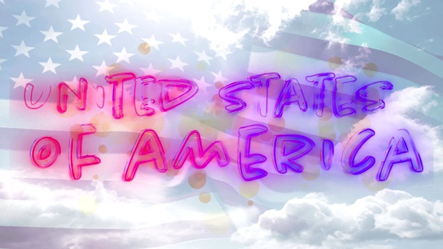 美利坚合众国文本和旗帜视频素材