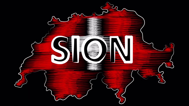 Sion switzerland为地图和旗帜着色。运动设计。视频下载