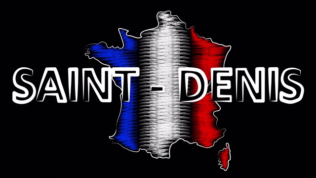 法国圣丹尼斯为地图和旗帜着色。运动设计。视频下载