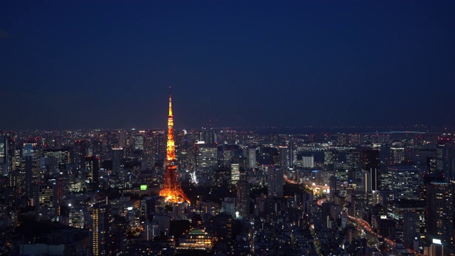 东京塔和东京天际线城市夜景，关东，东京，日本。视频下载