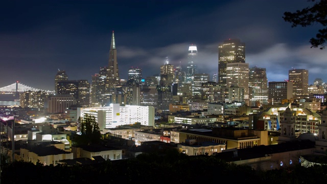 旧金山新市中心夜晚的天际线视频素材