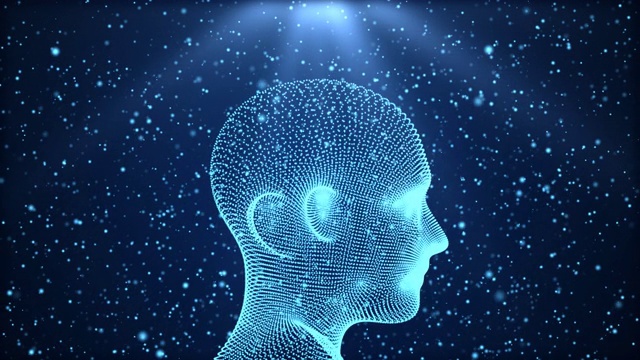 人类的大脑是由粒子形成的。神经丛结构围绕3D渲染进化视频素材