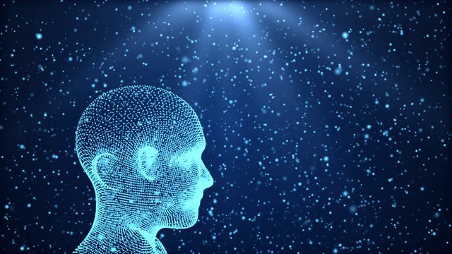 人类的大脑是由粒子形成的。神经丛结构围绕3D渲染进化视频素材