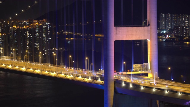 香港青衣地区青马桥的交通。视频下载