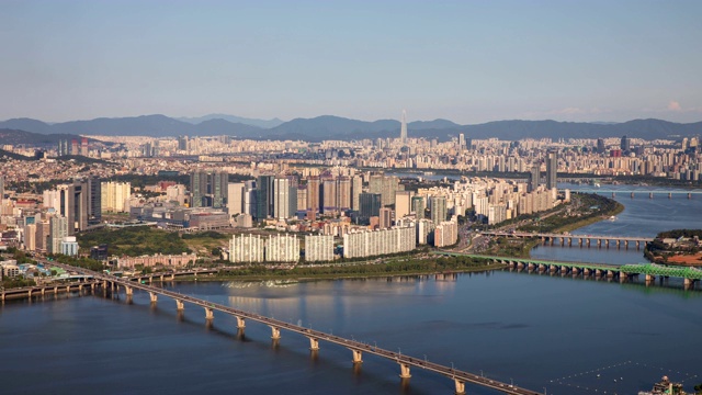 韩国首尔，汉江附近的江南区和龙山区公寓视频下载