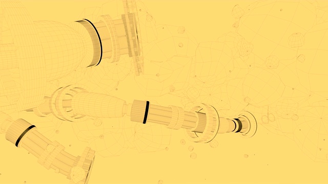 黄色背景，科幻管。视频素材