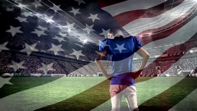 美国足球运动员站在体育场场上视频下载