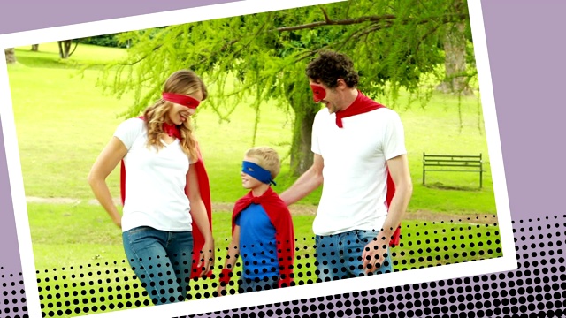 超级英雄家庭在公园里跑步视频下载
