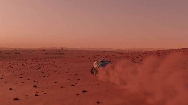 火星探测器上的殖民者在火星表面旅行视频素材