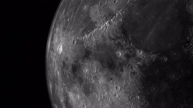 Mare Vaporum with crater Manilius in the lunar surface of the moon, 3d渲染视频下载