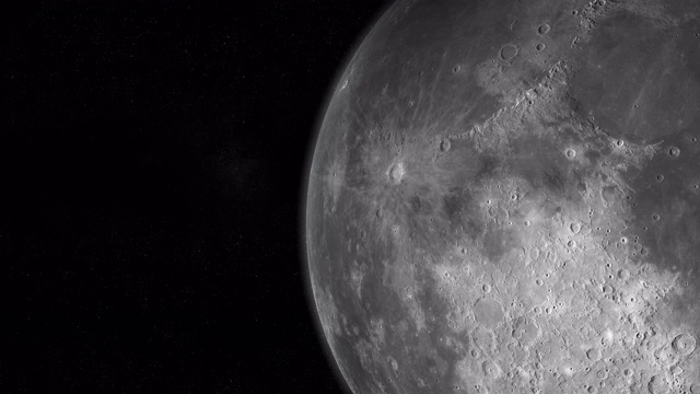大洋之神在月球表面绕月转动。三维渲染视频下载