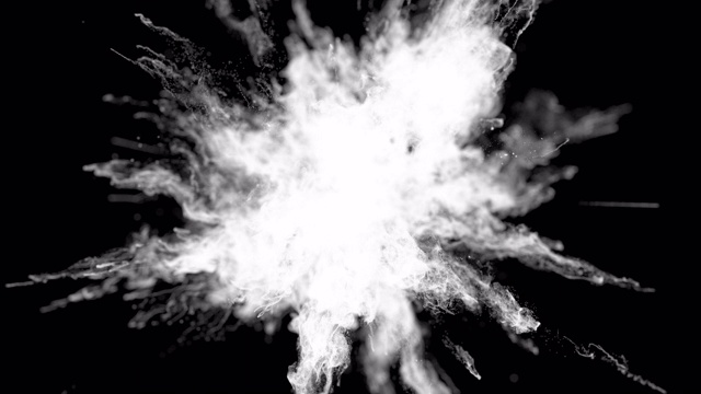白色背景下黑火药爆炸的Cg动画。视频素材