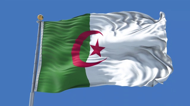 阿尔及利亚动画旗帜包在3D和孤立的背景视频下载