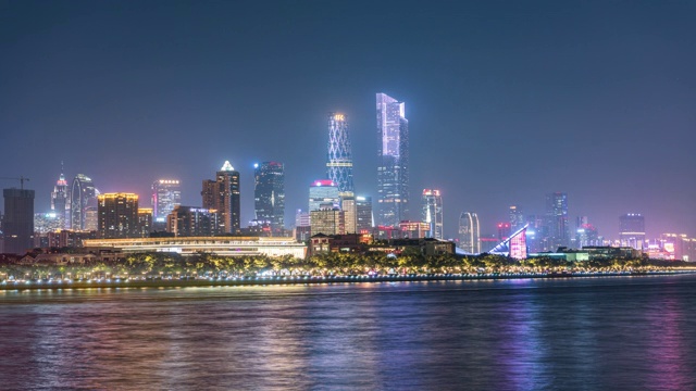 夜间的广州天际线，中国广东省视频下载