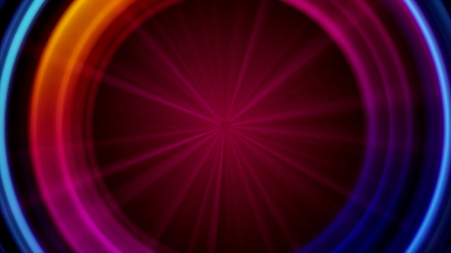 彩色发光的霓虹灯环抽象背景动画-股票视频视频素材