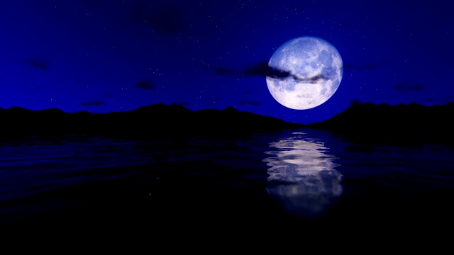满月映着星空，水面倾斜视频素材