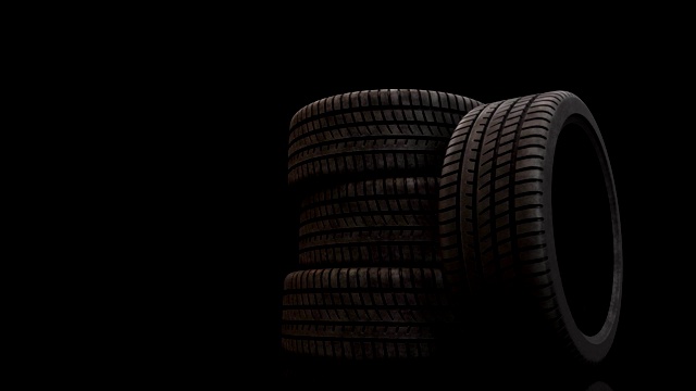 3d轮胎在黑色背景视频素材