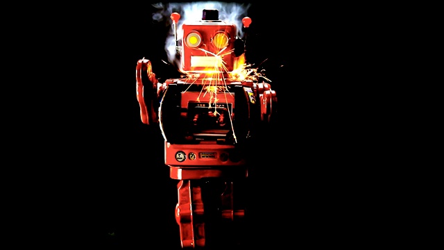 复古的红色机器人视频下载