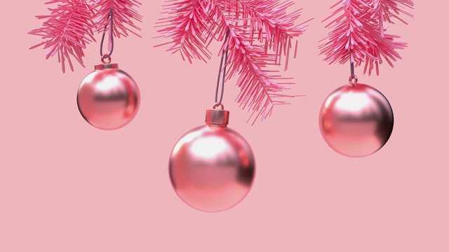 粉色场景3d渲染运动抽象金属物体装饰圣诞节的概念视频素材