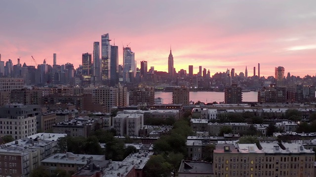 鸟瞰日出在纽约市4K视频素材