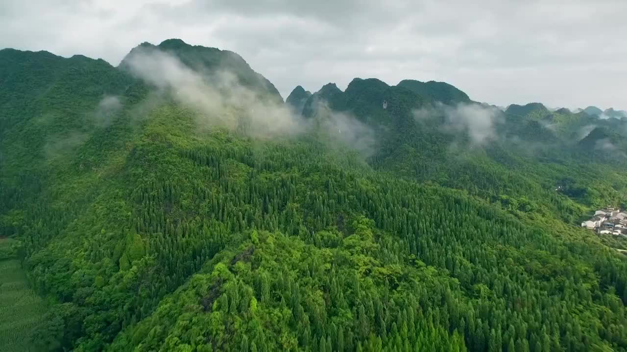 鸟瞰图喀斯特山峰森林(万峰林)，贵州，中国。视频下载