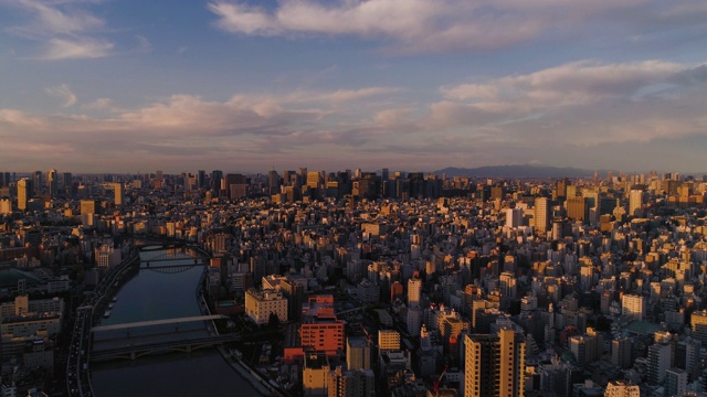 航拍东京市中心与富士山，日本视频素材
