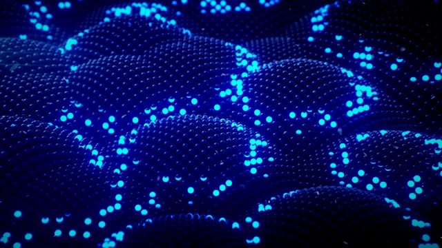 冲击波表面的蓝色发光球体无缝循环3D渲染动画视频素材
