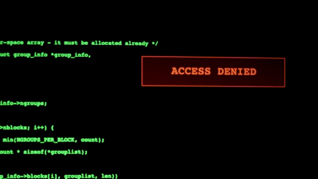 访问拒绝屏幕编码黑客。视频下载