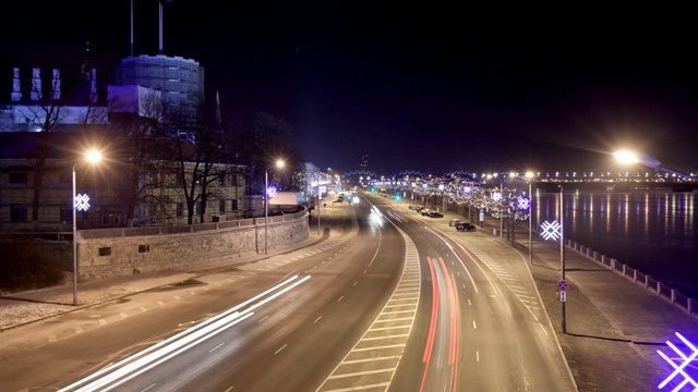 里加城市城镇夜间道路交通x质量时间间隔视频下载