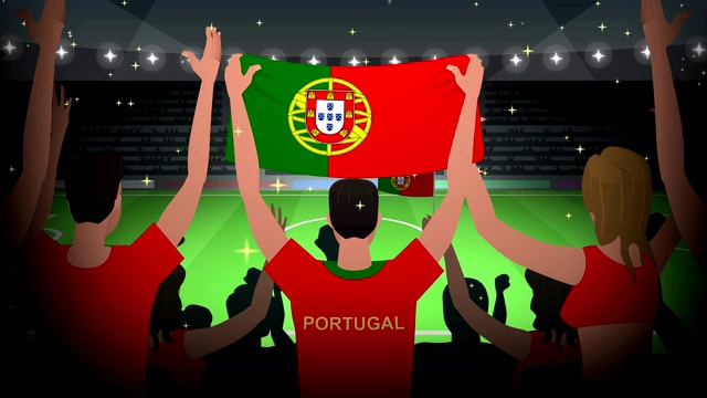 葡萄牙,爱好者,欢呼,卡通视频素材