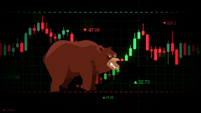 熊市动画概念动画。股票市场背景视频下载