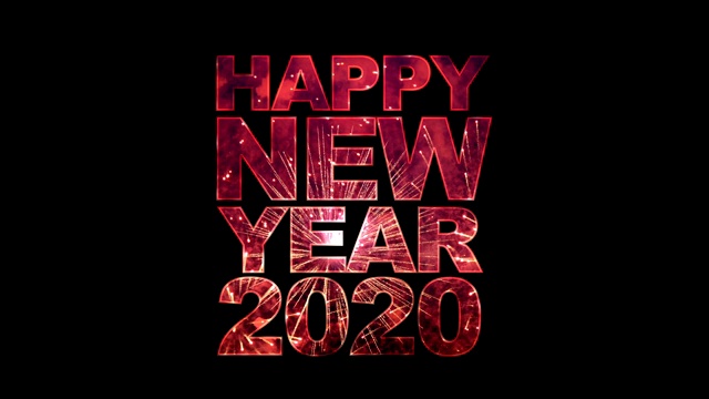 在黑色背景上，用烟花庆祝2020年新年快乐视频下载