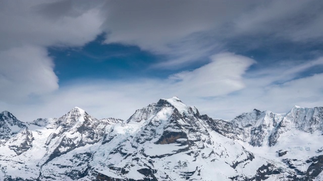 4k时间流逝希尔索恩山和瑞士少女峰视频素材