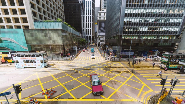 交通车辆和行人在香港的时间流逝视频素材