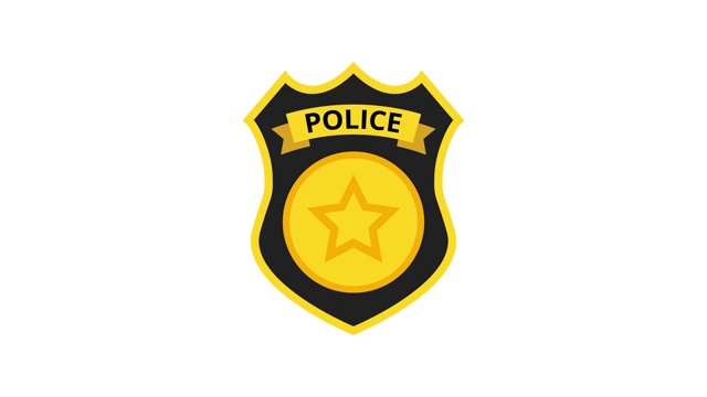 白色背景的警官徽章。循环动画。4 k决议。视频下载