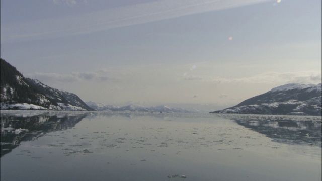 威廉王子湾反映了山脉和冰川。视频下载