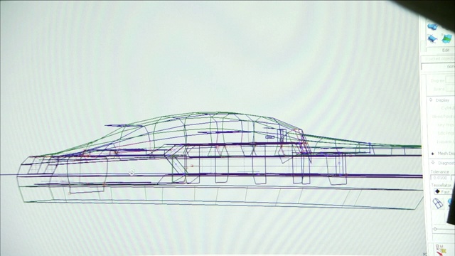 一个未来的太阳能航天飞机的3D模型在白色背景下旋转。视频下载