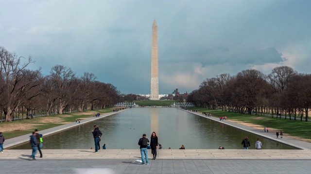 华盛顿纪念碑和倒影池的时间流逝视频素材