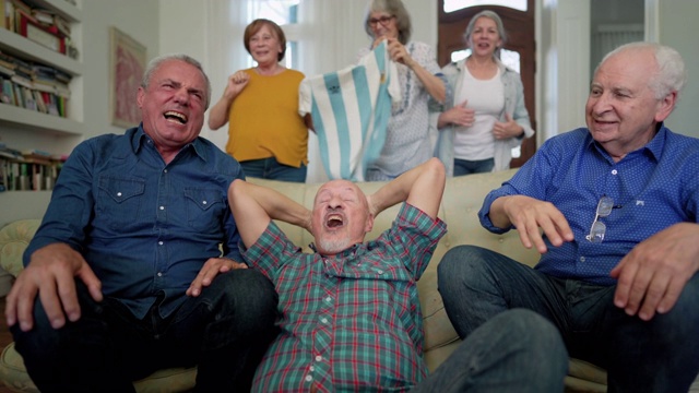 老年人,住宅内部,退休,观看视频素材