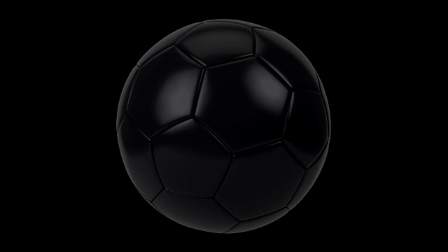 现实的黑色足球孤立的黑色背景。3 d动画循环。视频素材