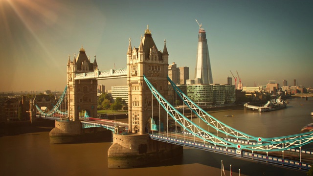英国伦敦历史悠久的塔桥的时间流逝视频素材