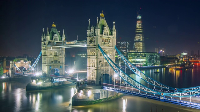 英国伦敦历史悠久的塔桥的时间流逝视频素材